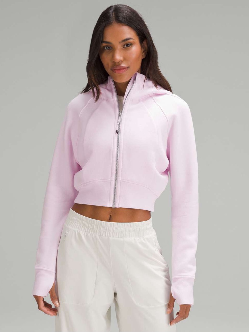 Lululemon Scuba Full-Zip Cropped Hoodie in Meadowsweet Pink